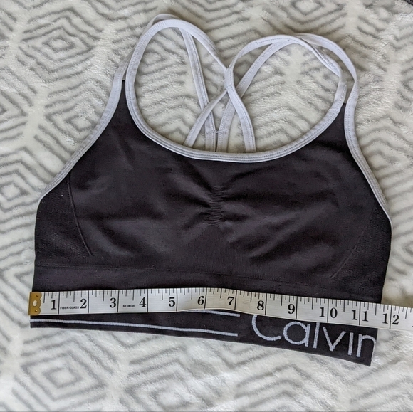 CALVIN Klein Performance Low Impact Ruched Front Strappy Sports Bra small b057 - Picture 3 of 6